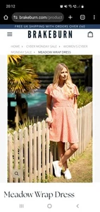 BNWT Ladies Size 8 Brakeburn Meadow Wrap Dress In Coral - Picture 1 of 13