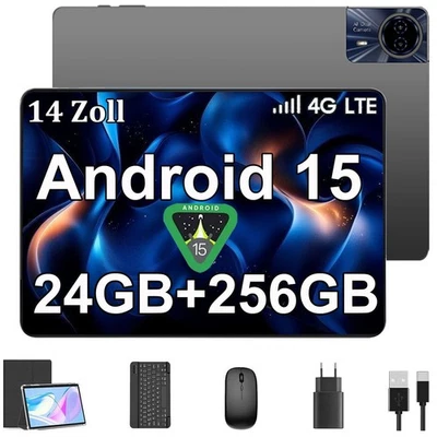 2025 Neu 14 Zoll Tablet Android 15 24GB RAM+256GB 8000mAh 4G LTE 2SIM WlFl GPS - Bild 1 von 4