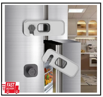 2Pk Fridge Locks Self-Adhesive Childproof Latch for Refrigerator, Cabinets, Oven - Image 1 of 2