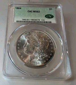 Has Tonnig 1884 MORGAN SILBER DOLLAR CAC MS62 - Bild 1 von 13