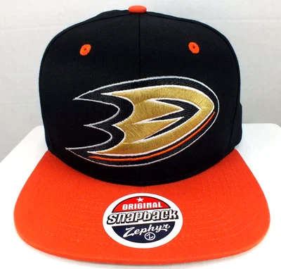 Anaheim Ducks NHL Hockey Negro/Naranja Snapback Sombrero, Talla Única Gorra Nueva Por Zephyr Foto 1 de 4