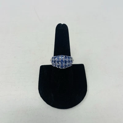 Tanzanite Cambodian Zircon Size 9 Platinum/Sterling Silver Cluster Ring 5057 - Image 1 of 4