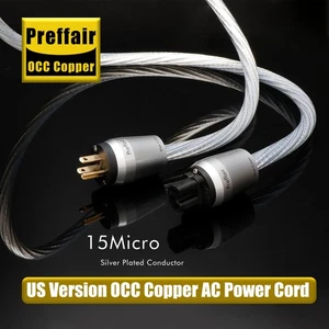 Preffair Audiophile Power Cord HIFI OCC Copper Silver Plated US AU EU Power Plug - Picture 1 of 23