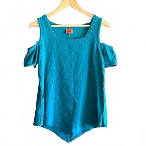 NWT Oh My Gauze Dana Top S/M Blue Pointed Hem Gauze Boho - Picture 1 of 4
