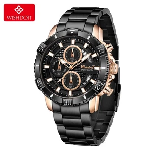 WISHDOIT Herren Quarzuhr 44mm Edelstahl Wasserdicht Geschenkset - Bild 1 von 6