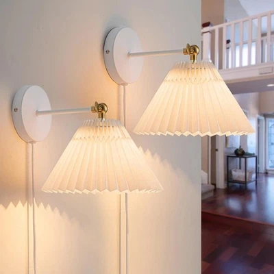 Wall Sconce Plug in, Plug in Wall Light Set of 2 Fixtures,Wall Lamp with Plug... - Image 1 of 4