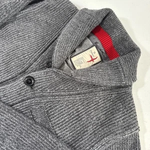 Relwen Sweater Mens S Gray Shawl Collar Ribbed Knit Preppy Classic Layer - Picture 1 of 13