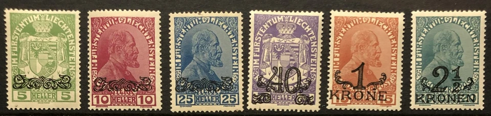 Sobreimpresiones Liechtenstein 11-16 MH Foto 1 de 1