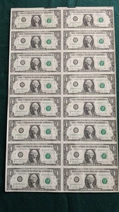 $1.00 (16) Note Uncut Sheet 1981 FRB "B" - Picture 1 of 3