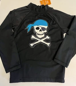 NWT Boys 6 Gymboree SKULL CROSSBONES PIRATE UPF 50+ Long/sleeve Rash Guard Top - Picture 1 of 2
