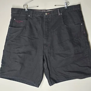 VINTAGE Y2K Paco Jean Shorts Mens Size 48 Black Baggy Hip Hop Skater Loose Jorts - Picture 1 of 7