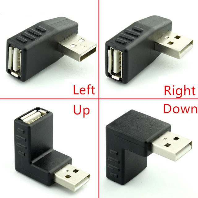 90 Degree USB 2.0 A male to female Adapter Connector Angle Extension Extender - Image 1 of 1