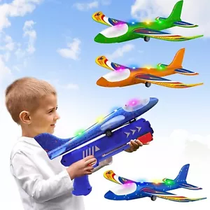 Wesfuner 3 Pack Foam Airplane Launcher Toys, 2 Flight Mode Glider Plane,Kids Fly - Picture 1 of 6