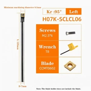 7mm H07K-SCLCL06 95° CNC inner hole boring tool holder High speed steel for CCMT - Picture 1 of 5