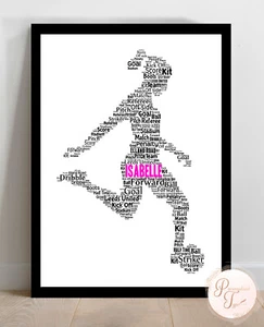 Personalised Girl Footballer Custom Word Art Football Team Coach Gift Keepsake - Picture 1 of 2