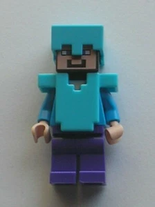 LEGO Minecraft Minifiguren Steve Medium Azurblau Helm Rüstung Ref min020 Set 21122 - Bild 1 von 1