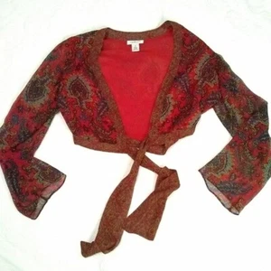 Harold's silk  eastern style print crop top size small - Picture 1 of 11