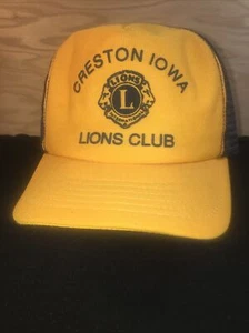 Vintage Creston Iowa Lions Club Trucker Hat Snapback Mesh Trucker Hat Mesh - Picture 1 of 12