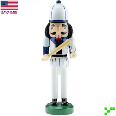 CLEVER CREATIONS Baseball Player 10" Traditional Wooden Nutcracker Christmas Decoration ['/