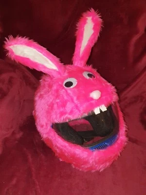 FUNNYHEEDS MOTORRAD FUNNY HEEDS CRAZY CRASH HELM ABDECKUNGEN MOTORRADABDECKUNG PINK HASE