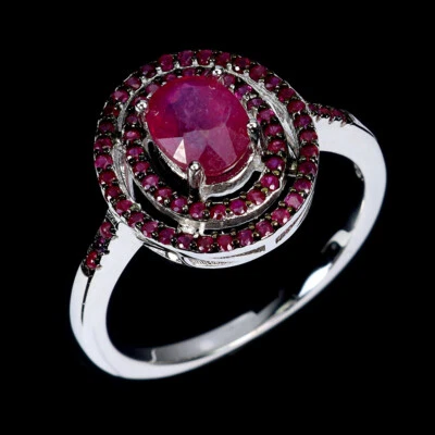 925 Sterling Silver Ring Oval Ruby 7x5mm Round Ruby Myanmar Gemstone Jewelry 7 - Image 1 of 4