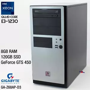 GIGABYTE GA-Z68AP-D3 Intel Xeon E3-1230 Computadora PC 120GB SSD Geforce 450GTS - Imagen 1 de 10