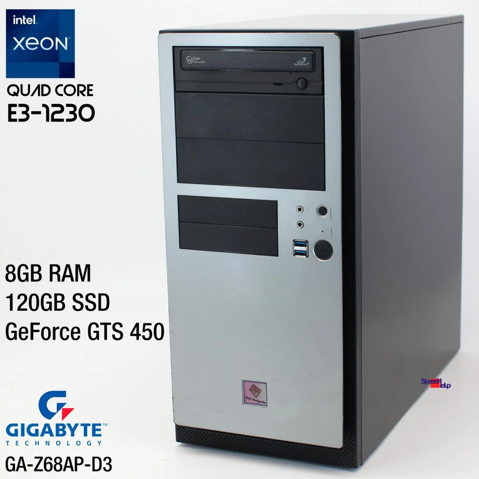Gigabyte Ga-Z68ap-D3 Intel Xeon E3-1230 Computer PC 120GB SSD GeForce 450 GTS - Image 1 of 4