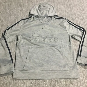 Adidas Hoodie Youth Large 14/16 Gray Jacket Pullover Kids Pocket Long Sleeve Boy - Picture 1 of 10