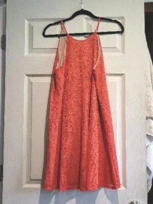 Nuevo vestido de línea con forro desnudo de encaje rojo sin mangas L Soprano Fit & Flare  Foto 1 de 4