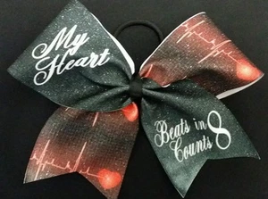 Cheer Bow - My Heart Beats in 8 Counts - Hair Bows - Picture 1 of 1