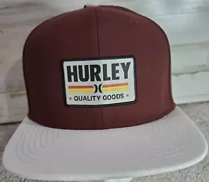 Hurley Hat Seaside Hat Flat Bill Snap Back Quality Goods Red / Maroon with Patch - Picture 1 of 12