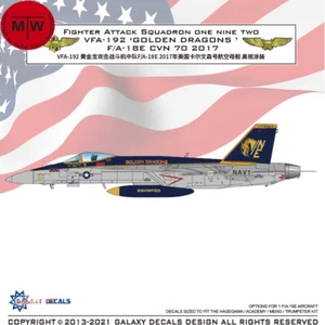 Galaxy G48040/G72030 1/48 1/72 VFA-192 Golden Dragons F/A-18E CVN 70 2017 Aufkleber - Bild 1 von 13