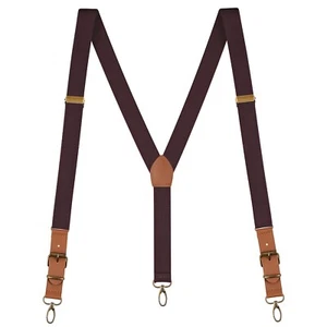 Buyless Fashion Leather Suspenders Men - 48" Elastic Adjustable 1" - Y Back - Picture 1 of 84
