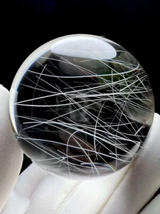 46mm natural Rutilated Quartz sphere hair crystal polished ball collection gift - Picture 1 of 9