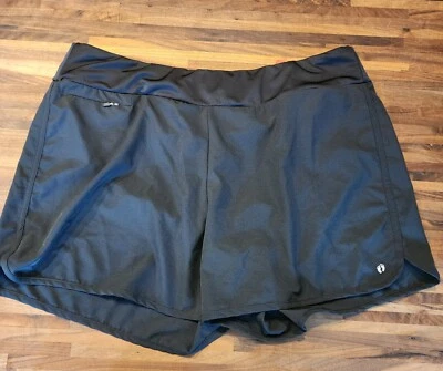 Woman's Hang Ten XXL Black Hybrid Swim Shorts UV Protection UPF 50+ Zip Pocket - Image 1 of 4