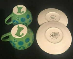 2 SETS STARBUCKS 2006 EMBOSSED CHRISTMAS STOCKING CUP & SAUCER COFFEE TEA - Picture 1 of 7