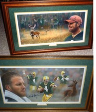 GREEN BAY PACKERS BRETT FAVRE 4 SIGNED Whitetails LE GORALSKI LITHO COA SET PAIR
