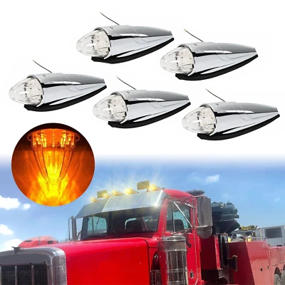 5x 17 LED Torpedo Cab Roof Top Marker Lights Kit For Kenworth Peterbilt Truck - Image 1 of 4