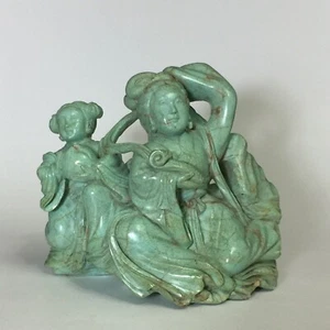 Old Chinese Fine Turquoise Carving Figures Ma Gu Presented Longevity 618 grams - Picture 1 of 12