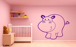 Vinyl Decal Wall Sticker Cartoon Hippo Kids Room Nursery Funny Animal (m007) - Picture 1 of 4