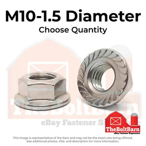 M10-1.5 A2-70 Stainless Serrated Hex Flange Nuts (Choose Qty) - Picture 1 of 7