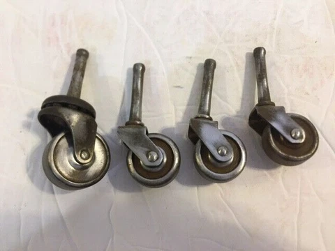 Antique Metal Furniture Swivel Wheel Caster Rollers Lot Of 4 Pcs Steel Wheels Cover