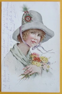 Cartolina d'epoca donna - postcard  cpa - Postkarte - Tarjeta postal  - Picture 1 of 1