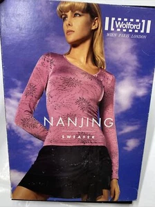 Wolford Nanjing Sweater Pullover Satin Opaque Extra Small Blue New In Box - Picture 1 of 14