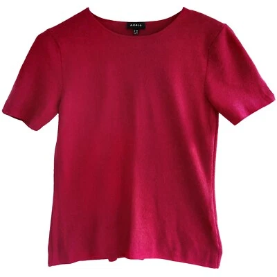 Pullover tejido AKRIS talla 8 D38 F40 rojo manga corta cuello redondo cachemir seda Foto 1 de 4