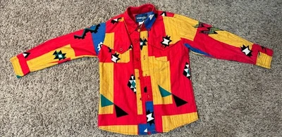 ¡De colección! Camisa WRANGLER Western AZTEC Southwestern COWBOY-Niño Talla 6 Foto 1 de 4