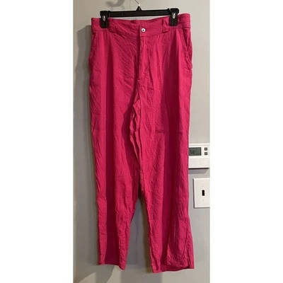 Halston Pants Linen Blend Wide Straight Leg Womens Medium - Image 1 of 4