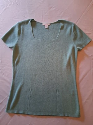 Women's Dressbarn M Light Teal Short Sleeve Knit Top - Image 1 of 4
