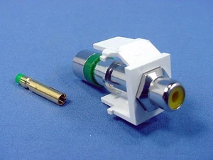 Leviton Quickport White Compression RCA Coax Connector Yellow Center 40782-RYW - Picture 1 of 5