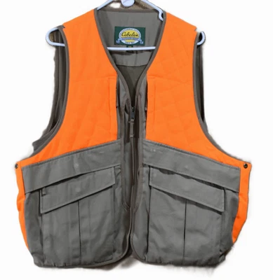 Cabela's Hunting Vest Mens Med Tan Orange Safety Animal Storage Bird Duck Rabbit - Image 1 of 4
